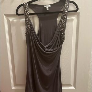 Cache rhinestone tank top size small gray